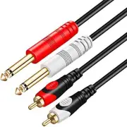 RCA to 1/4 Cable 20Ft,Dual 1/4 inch 2 x 6.35mm TS Mono Male Jack to Dual RCA ...