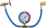 X AUTOHAUX Car AC Refrigerant Charge Hose with Pressure Gauge Can Tap Valve and Quick Couple and Low Pressure Gauge and Recharge Hose