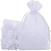 [KAHEIGN] 50Pcs Large Organza Gift Bags, 20 x 30cm Jewellery Bags Wedding Favour Bags with Drawstring for Birthday Party Xmas Gift Packaging (White)
