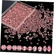 Crystal Beads, 600 Pcs Glass Beads, Assorted Crystal Beads for Jewelry Pink