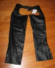 LEATHER CHAPS - MEN'S SIZE XL BRAND NEW WITH TAGS! Motorcycle/cosplay Kinky NOS