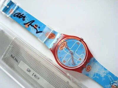 HOUR PLANE! Funky ART Swatch HAND SIGNED by Artist OTTO STEININGER! NIB-RARE!