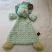 Baby Security Blanket Triceratops Dinosaur Plush Rattle Demdaco Dino Aqua
