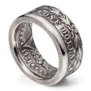Morgan Silver Dollar Coin Ring - Sizes 7 to 17 - Patina Finish (10mm)