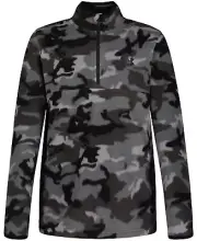 Under Armour Boys Quarter Zip Pullover Fleece Sweatshirt Black Camo Large UJF...