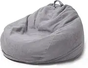 Bean Bag Chair Cover (No Filler) Washable Cotton Velvet Fabric Lazy Sofa Cover for Living Room Bedroom Balcony,Light gray,XL