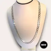 NEW 9.3mm Curb Chain in Solid .925 Sterling Silver - 26" (TRP046802)