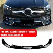 Black Front Bumper Splitter Lip For Benz GLE Class GLE350 GLE450 20-23