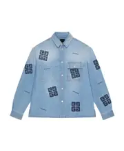 Givenchy Logo Motif Patch Denim Jacket light blue