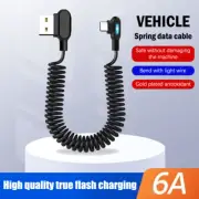USB To Type-C Car Spring Fast Charing Cable Dual Elbow Retractable Data Transfer