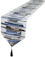 Multi-Size Colorful Stripe Blue Table Runner Fall 13 x 48 Inch for Coffee Far...
