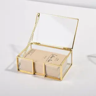 【Eclat】極致奢華金屬黃銅玻璃名片盒/名片架/名片座(飾品收納 桌上收納盒 金屬名片架 名片收納)