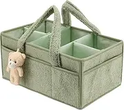 Diaper Caddy Organizer | Diaper Caddy Basket with Plush Toy,Portable Plush Storage Basket with Bear Nursery Changing Tote for Home Bedsides Showers