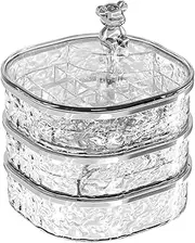 [TOMVAES] Jewelry Box, 3-Layer Jewelry Organizer, Clear Ring Storage Organizers, 360°Rotating Jewelry Storage Holder for Hair Clip, Hair Tie, Earring, Necklace, Bracelet, Ring