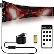 Flexible Led Car Sign, Programmable Led Rgb Color Sign, 20*64 Pixels, 1280 Pcs Lamp Beads, 10.2*34.8Cm/4*13.7in, 450Cm/177in Usb Cable, App Control, with Remote Control, Ip65 Waterproof, for Cars