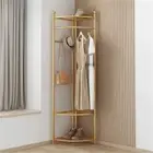 Strong Corner Coat Stand Rack Free Standing Hall Tree with Storage Shelf & Hooks