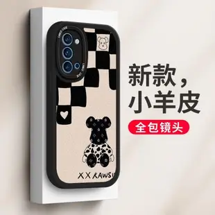 適用OPPOreno2手機殼RENO3保護套oppo reno小羊皮男女款reno3暴力熊黑白格子防摔2Z創意RENOZ高級感Pro個性潮