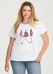 [Virtuelle] Taking Shape Cotton Beaded Ladies T-shirt Size 26 in White - Plus Size Women's Tops & T Shirts White