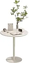 Round End Table with Metal Pole Support and Base | Bistro Pub Table, End Table Small Spaces Drink Table Tea Able Snack Table for Sofa Couch Chair Patio, White(40x72cm)