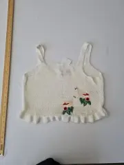 Ladies Cropped Top Topshop Size 16 Sleeveless Knitted White 28600