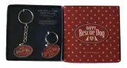 Two's Company Dog Rescue Keychain & Dog Tag Set Happy Rescue Dog NEW