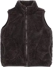 [JESKIDS] Girls' Boys Sherpa Fleece Vest Outwear Lightweight Solid Color Cute Jacket with Pockets 2-11 Years