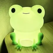 ANJOGIFT LED Night Light, Cute Frog Touch Control Soft Silicone Portable Bedroom Lamp, Brightness Adjustable, Non-Flickering Eye-Caring Warm Light, Type-C USB Rechargeable, Timing Function