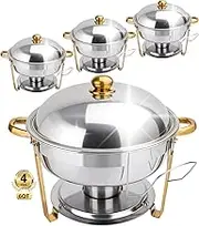 Beviliu 5.7L(6QT) Chafing Dishes for Buffet, 4 Pack 5.7L Food Warmers for Parties Buffet, Warming Trays for Buffets Party, Catering Supplies Buffet Display Chafing Dish for Any Parties