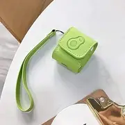 Air Smart Headphones Bluetooth Earphone for Apple AirPods 1/2 Generation Universal Wireless Smiley Face and Avocado Leather Cover Bluetooth Headphone Protective Case(Green) (Color : Green)