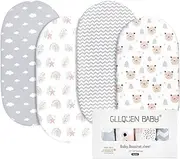 Gllquen Baby Bassinet Sheets 4 Pack, Breathable Cozy Fitted Mattress Sheet, Elastic Travel Crib Fashionable Floral Pattern, Standard Cradle Safe Sheets for Baby Boy Girls 32"X16"(Rainbow)