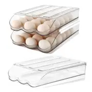 Auto Rolling Storage Container Egg Holder Tray Fridge Fresh Clear Storage Box