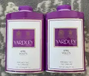 Lot of 2: NEW Yardley April Violets Perfumed Talcum Talc Body Powder (Sealed UK)