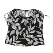 NEW Lane Bryant Black Floral Blouse Cowl Neck Plus Size 26/28 Short Sleeve