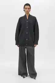 Rohan Boiled Merino Knit Cardigan in Charcoal Melange - CAMILLA AND MARC® C&M