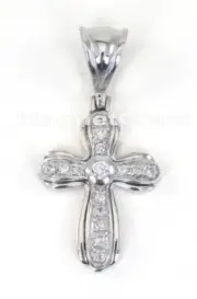 Women Solid Sterling Silver Cross & clear CZ crystals Pendant for necklace chain