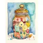 Glass Cookie Jar With Sweets Modern Folk Art Wall Art Canvas Picture Print 18X24