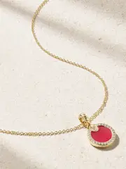[David Yurman] David Yurman - Petite Elements 18-karat Gold, Rhodonite And Diamond Necklace - One size One size Gold