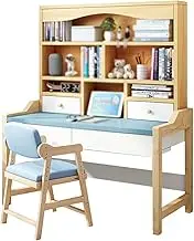 Kids Desk and Chair Set, Wooden Children Study Table,Student Study Table with Storage Space and Drawers, Suitable for Reading, Drawing and Learning