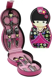 Aibearty Adorable Russian Doll Pattern Stainless Nail Clippers Set of 6Pcs, Professional Grooming Kit, Nail Tools with Luxurious Travel Case