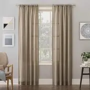 No. 918 Amalfi Linen Blend Textured Semi-Sheer Rod Pocket Curtain Panel, 54" x 95", Taupe
