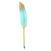 10 Inch Feather Ballpoint Pen Vintage Quill Pen, Green