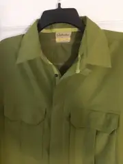 Cabelas Guide Gear Fishing Shirt Vented cantee n Green Long Sleeve L Snap front
