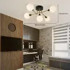 5 Light Rotate Chandelier Glass Globe Pendant Light Hanging Ceiling Fixture