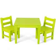 Giantex 3-Piece Kids Table & Chairs Set Toddler Activity Play Table Set Children Indoor Outdoor Furniture Set Home Backyard Green