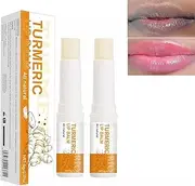 Turmeric Lip Balm Stick With Root Oil for Smokers, Exfoliator Scrub Moisturizer, Soothing Hapstick for Skin Lightening (2PCS)
