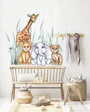Serengeti Safari Australian Design Hand Painted Peel & Stick, Removable Wall Decal. Nursery, Kids Playroom, Kids Teens Bedroom