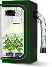 MELONFARM 2x2 Grow Tent, 24"x24"x48'' High Reflective 600D Diamond Mylar Canvas with Observation Window and Floor Tray for Hydroponic Indoor Plant Growing