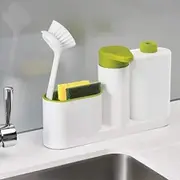 Sink Tidy Set Plus, 3 in 1 Stand for Kitchen Sink with Liquid Soap Dispenser and Cleaning Cloth Holder