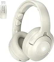 YOTMS Wireless Gaming Headset for PS4, PS5, PC, Switch - 2.4GHz Wireless Gaming Headphones with Removable Noise Cancelling Microphone, 7.1 Stereo Sound, 3.5mm Cable Mode for Xbox Series - White