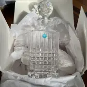 Tiffany & Co. Crystal Whiskey Decanter Square Cut Plaid Signed with Stopper